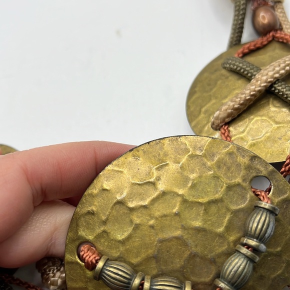 Womens Fashion Belt Gold Tone Metal Brown Boho Hippie Bulky Waist - Picture 7 of 12